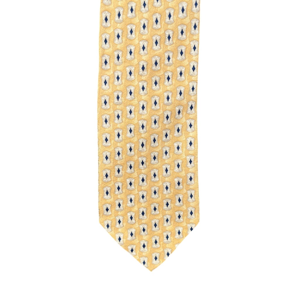 Oscar de la Renta Silk Necktie Mens One Size Gold Geometric Italy